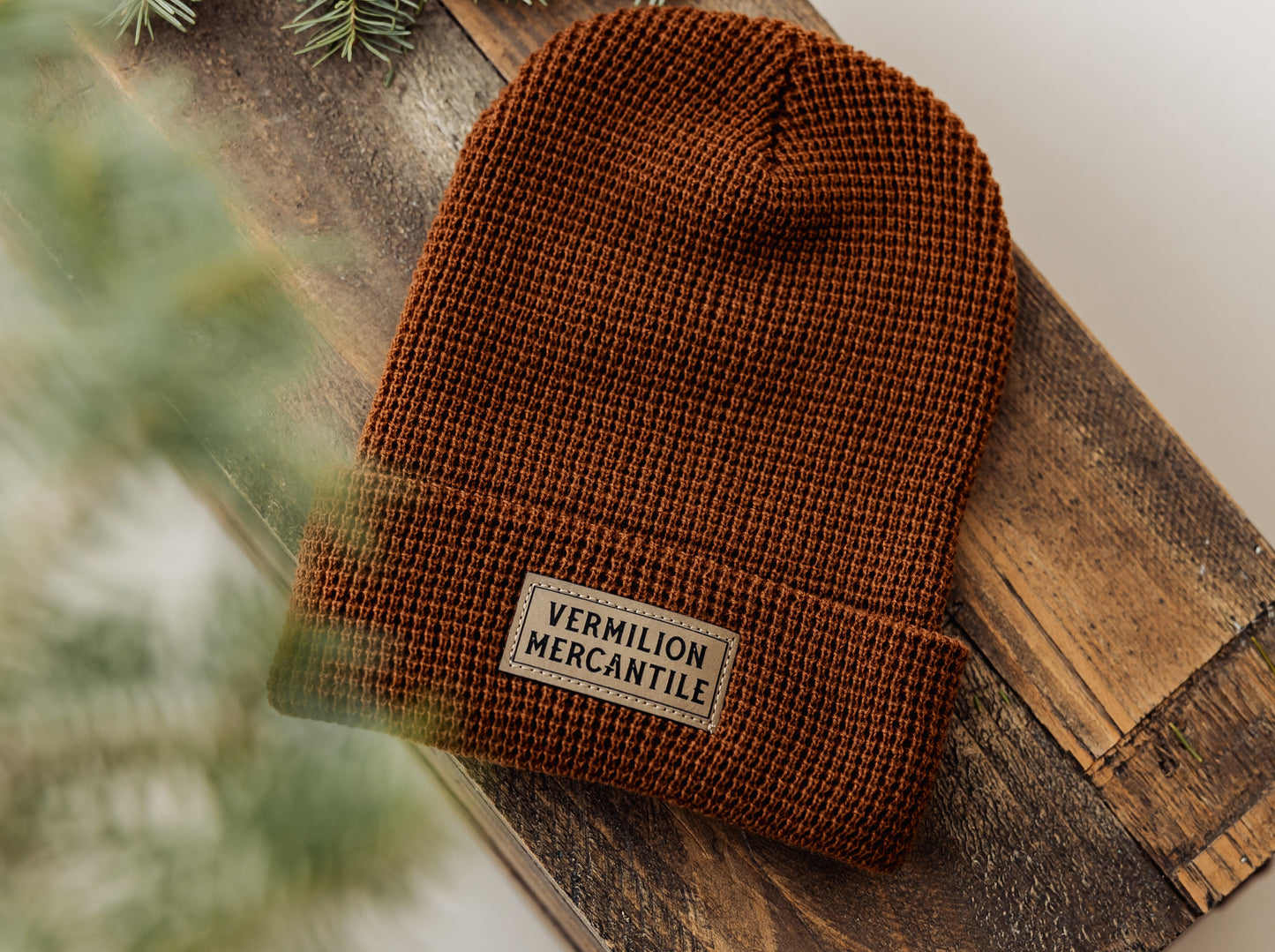 Vermilion Mercantile Waffle Beanie | Rust